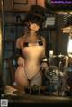 A woman in a black bikini and top hat posing for a picture.